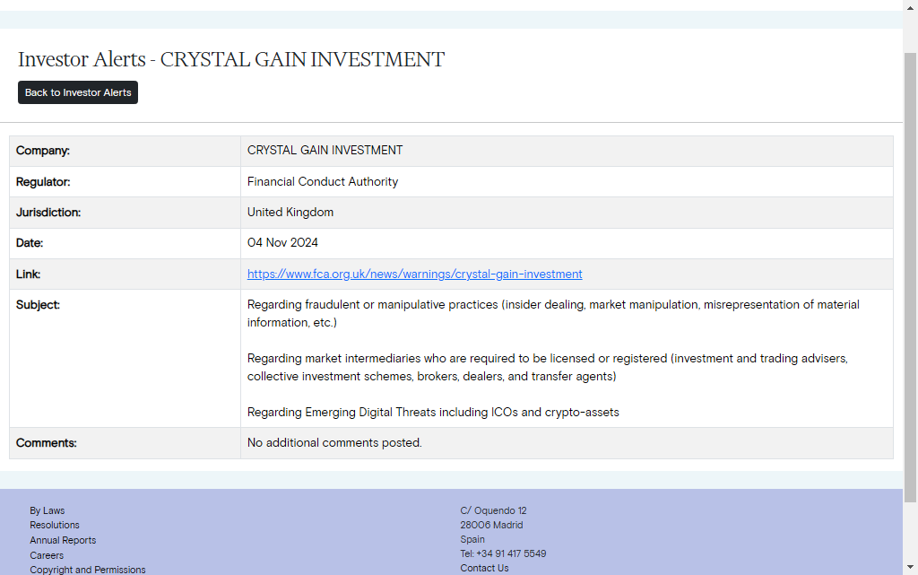 CRYSTAL GAIN INVESTMENT Review