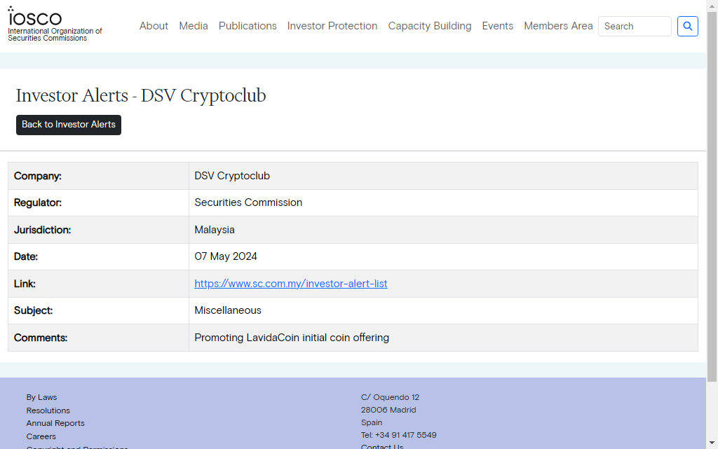 DSV Cryptoclub Warning