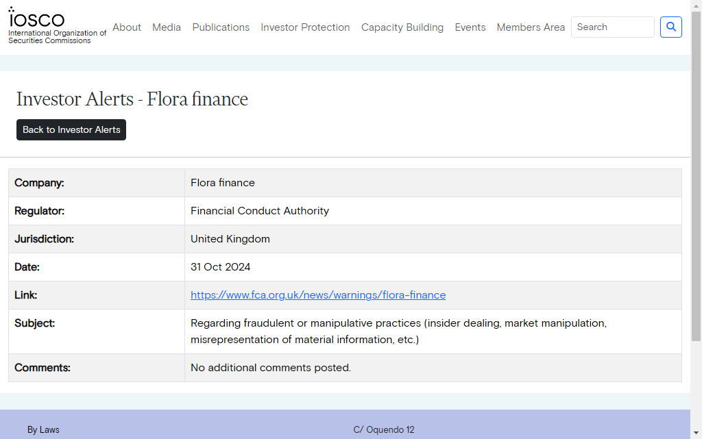 Flora finance Warning