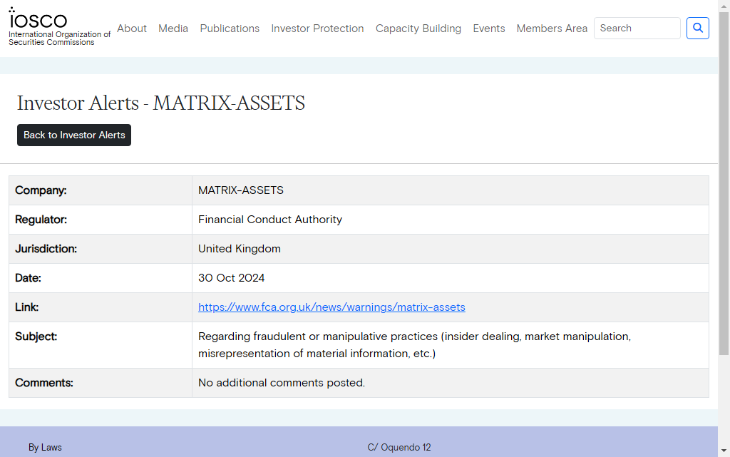 MATRIX-ASSETS Warning