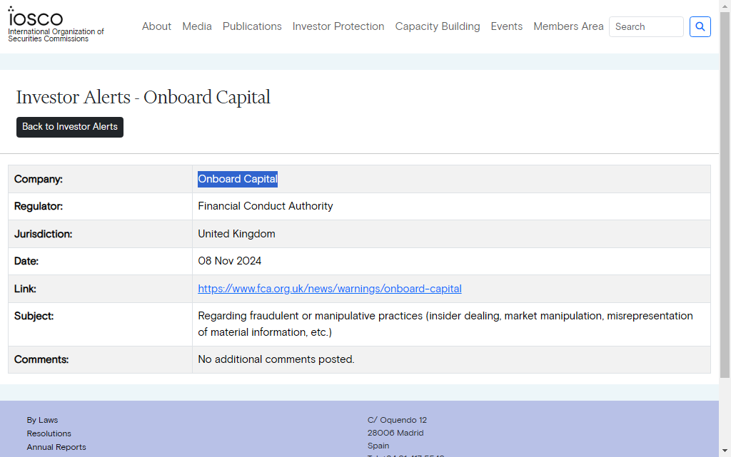 Onboardcap Caapital Warning