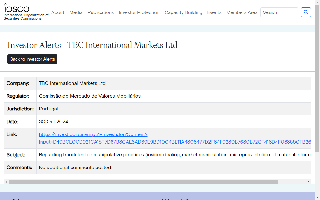 TBC International Markets Ltd Warning