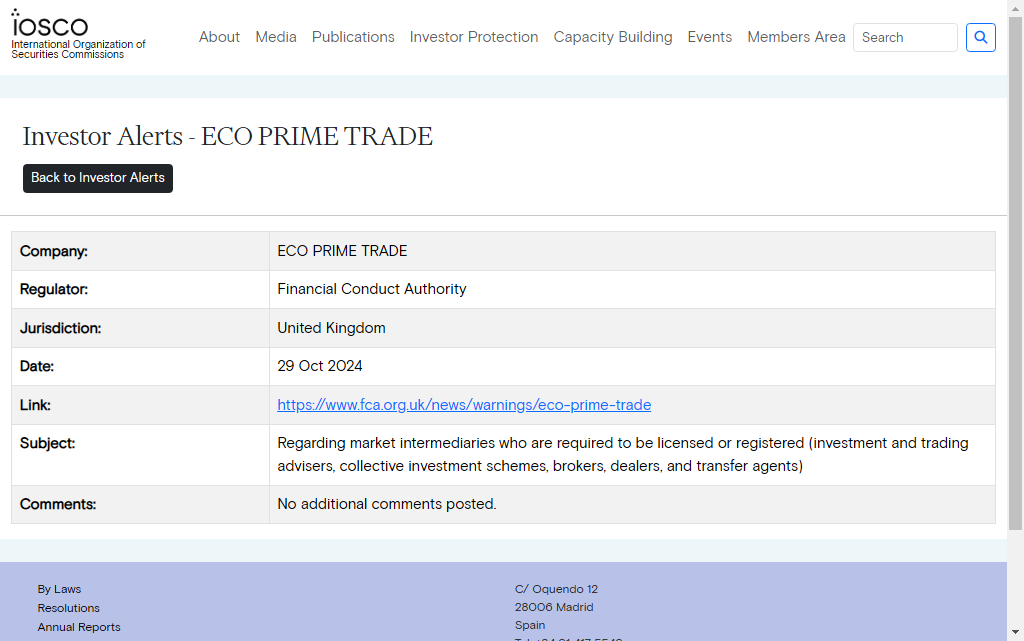 ECO PRIME TRADE WARNING