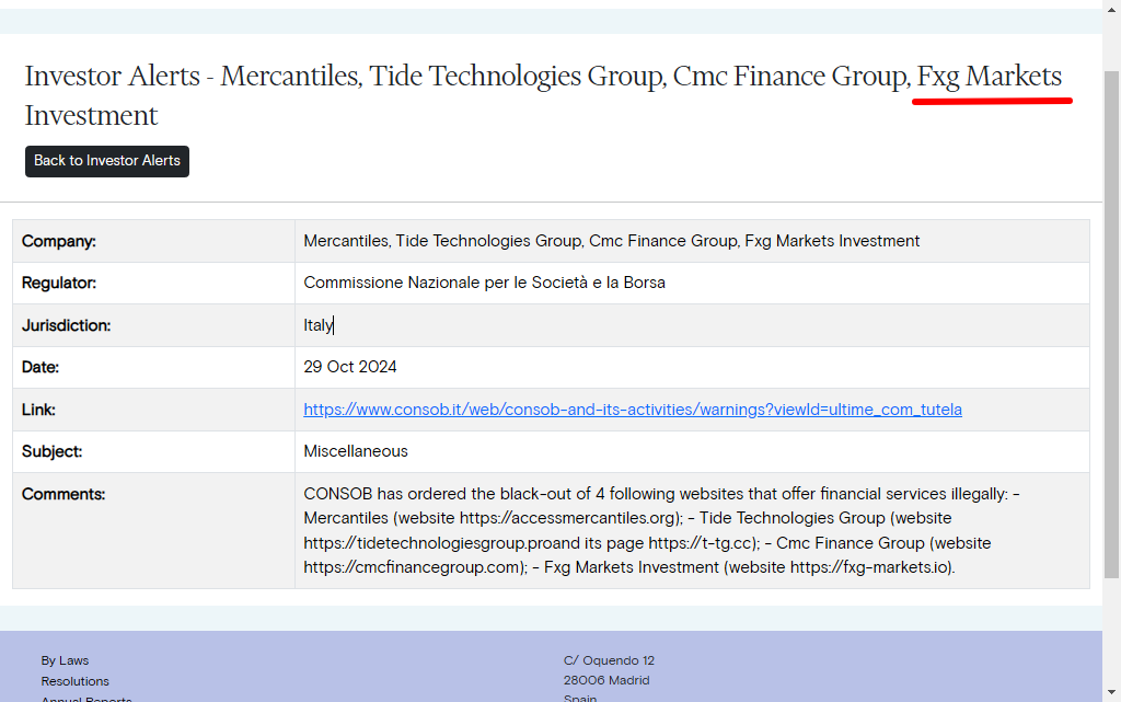 Fxg Markets Investment Warning