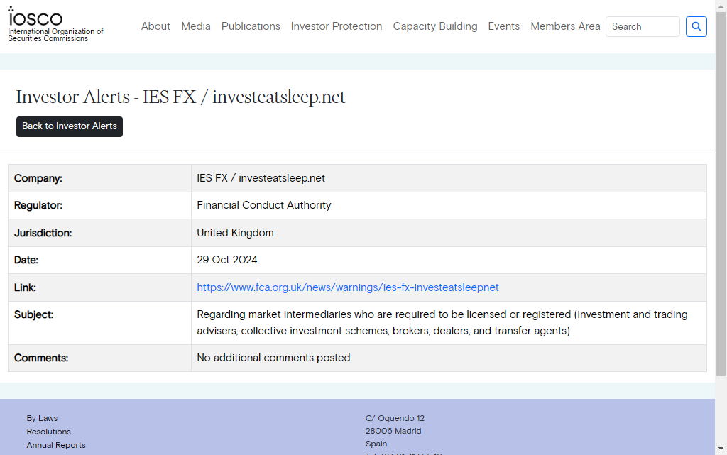 IES FX Warning