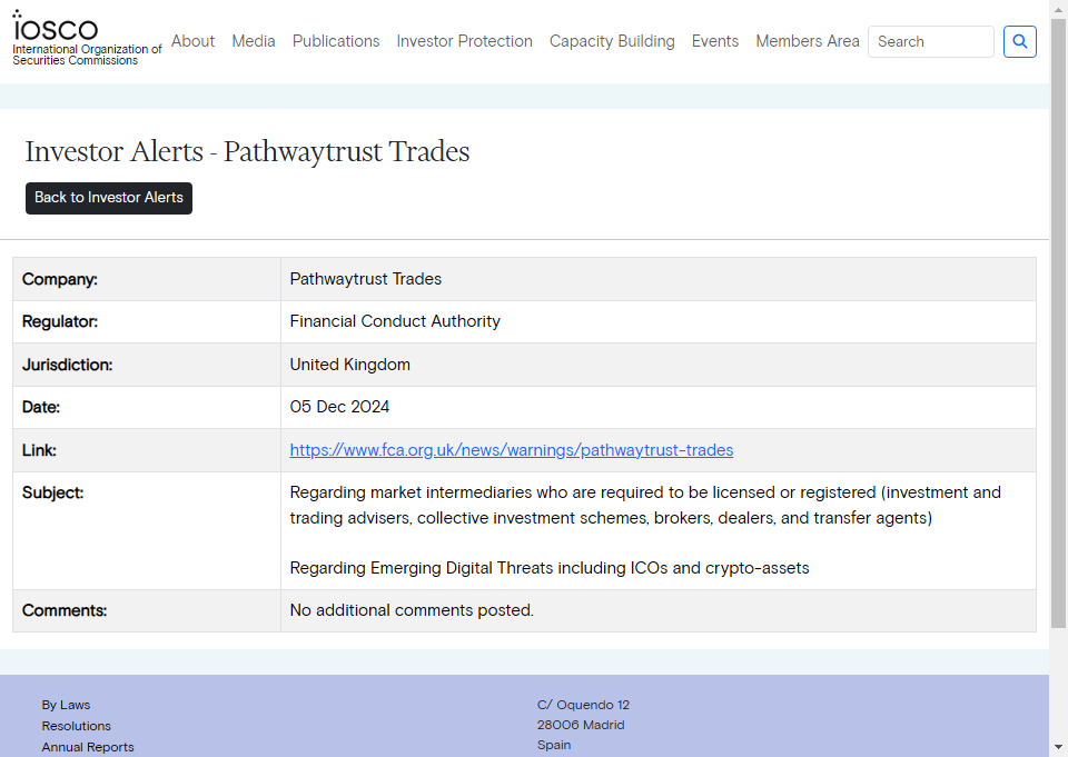 Pathwaytrust Trades Warning